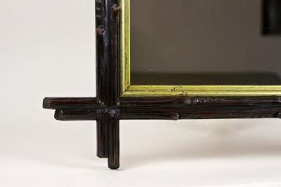 19th Century Black Forest Rustic Mirror Gilt Bars Hand Carved AT ca 1880