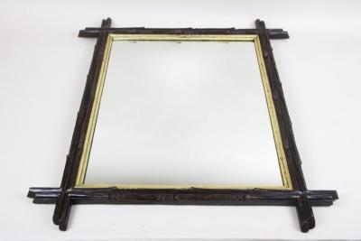 19th Century Black Forest Rustic Mirror Gilt Bars Hand Carved AT ca 1880