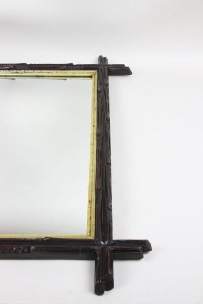 19th Century Black Forest Rustic Mirror Gilt Bars Hand Carved AT ca 1880