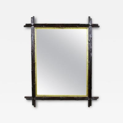 19th Century Black Forest Rustic Mirror Gilt Bars Hand Carved AT ca 1880