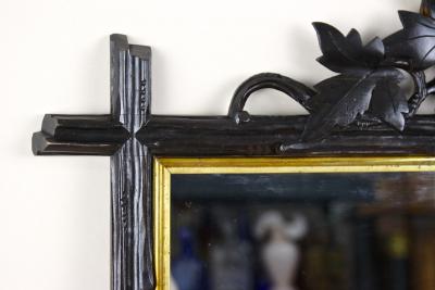 19th Century Black Forest Rustic Mirror Handcarved Germany ca 1870