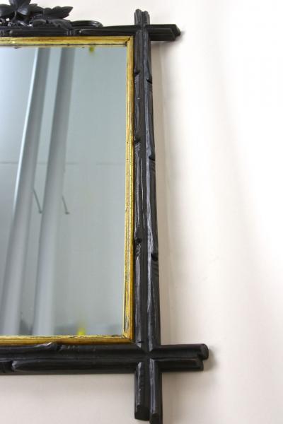 19th Century Black Forest Rustic Mirror Handcarved Germany ca 1870