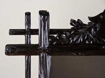19th Century Black Forest Rustic Mirror with Coat of Arms Carving AT ca 1880