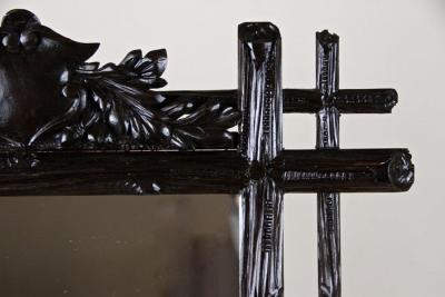 19th Century Black Forest Rustic Mirror with Coat of Arms Carving AT ca 1880