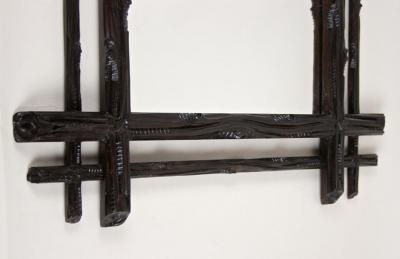 19th Century Black Forest Rustic Mirror with Coat of Arms Carving AT ca 1880