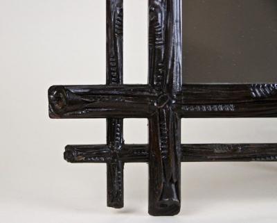 19th Century Black Forest Rustic Mirror with Coat of Arms Carving AT ca 1880