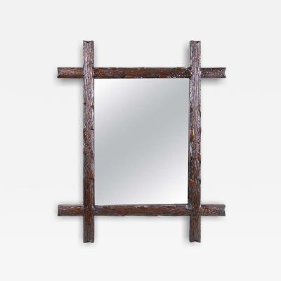19th Century Black Forest Rustic Wall Mirror Hand Carved Austria circa 1880