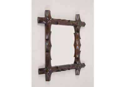 19th Century Black Forest Rustic Wall Mirror Hand Carved Austria circa 1890