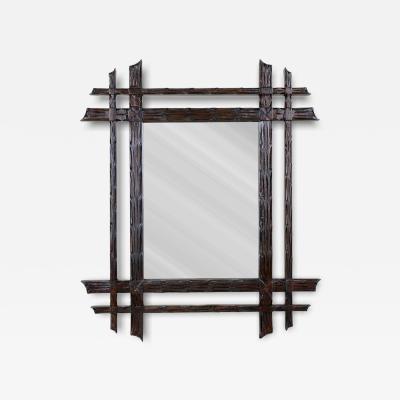 19th Century Black Forest Rustic Wall Mirror Handcarved Austria circa 1870