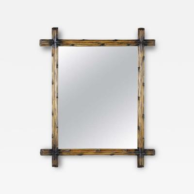 19th Century Black Forest Rustic Wall Mirror Light Brown Austria circa 1890