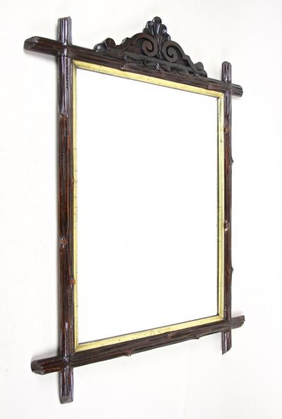 19th Century Black Forest Wall Mirror With Gilt Bars Austria ca 1880