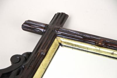 19th Century Black Forest Wall Mirror With Gilt Bars Austria ca 1880