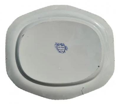 19th Century Blue White Transferware Platter India Temple pattern