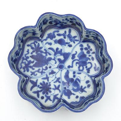 19th Century Blue and White Lobed Dish Japan