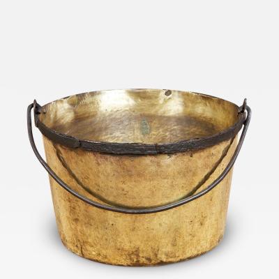 19th Century Brass Bucket with Iron Rim