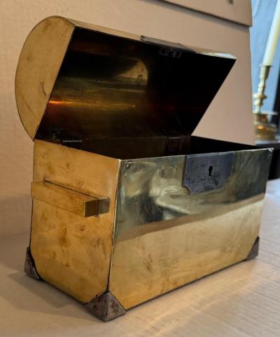 19th Century Brass Dome Topped Casket
