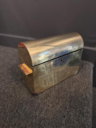 19th Century Brass Dome Topped Casket