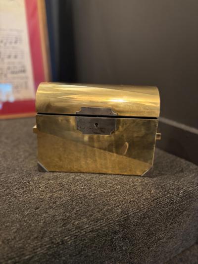 19th Century Brass Dome Topped Casket