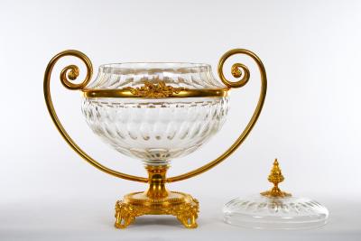 19th Century Bronze Mounted Cut Crystal Covered Footed Center Piece