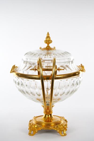 19th Century Bronze Mounted Cut Crystal Covered Footed Center Piece