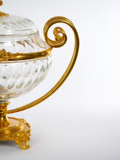 19th Century Bronze Mounted Cut Crystal Covered Footed Center Piece