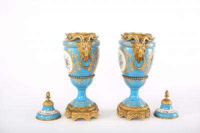 19th Century Bronze Mounted Porcelain Covered Urns