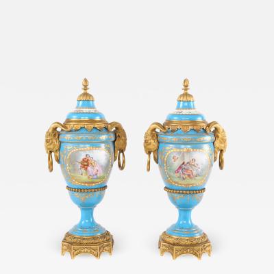 19th Century Bronze Mounted Porcelain Covered Urns