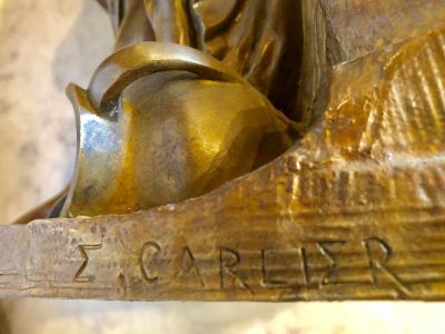 19th Century Bronze Sculpture of a Maiden in Neoclassical Form Signed E Carlier