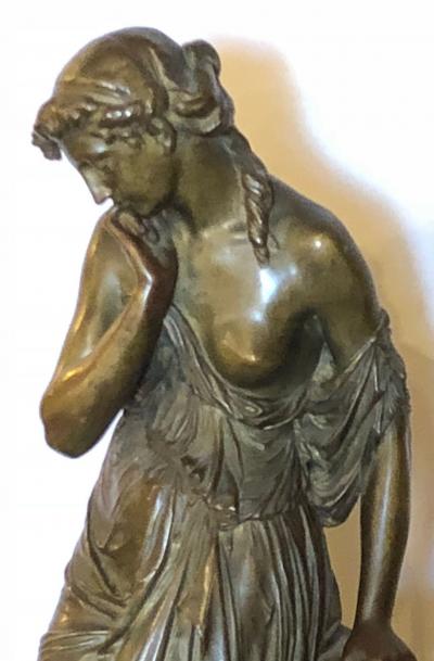 19th Century Bronze Sculpture of a Maiden in Neoclassical Form Signed E Carlier