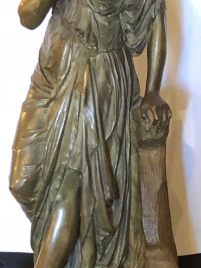 19th Century Bronze Sculpture of a Maiden in Neoclassical Form Signed E Carlier