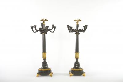 19th Century Bronze Torchiers Candelabras a Pair