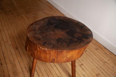19th Century Butcher Block Side Table American