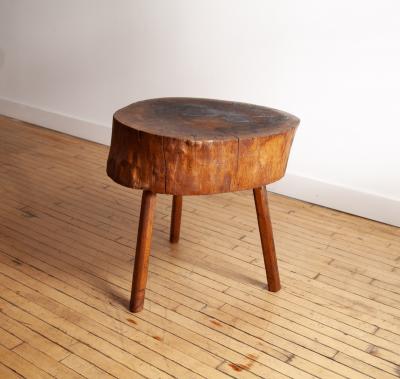 19th Century Butcher Block Side Table American