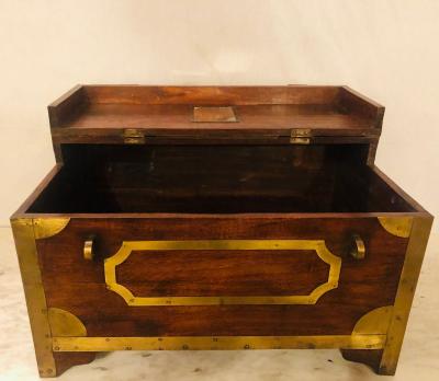 19th Century Campaign Vanity Dressing or Jewelry Box with Boule Inlay