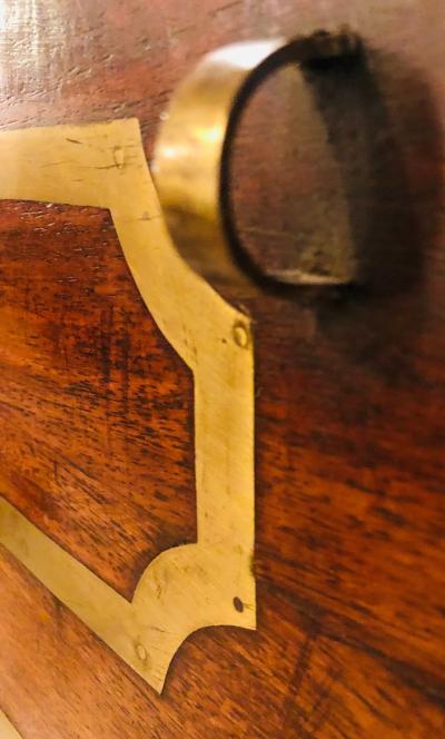 19th Century Campaign Vanity Dressing or Jewelry Box with Boule Inlay