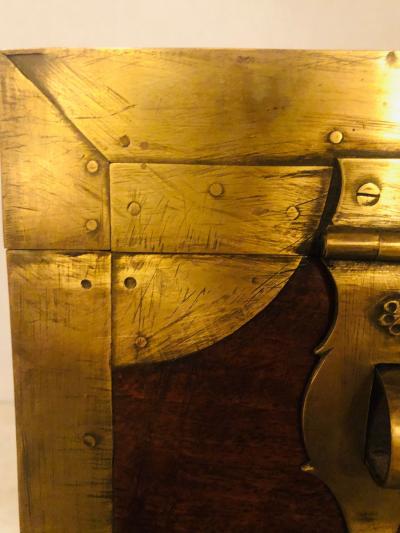 19th Century Campaign Vanity Dressing or Jewelry Box with Boule Inlay