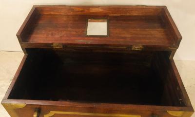 19th Century Campaign Vanity Dressing or Jewelry Box with Boule Inlay