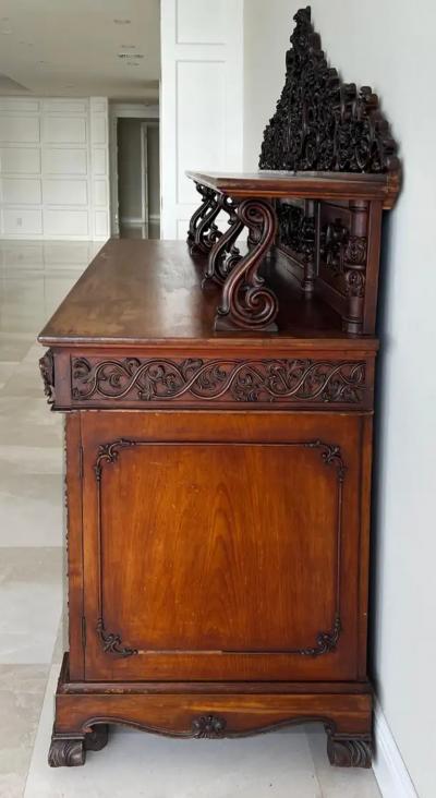 19th Century Carved Anglo Indian Tiered Carved Buffet in Mahogany and Ebony
