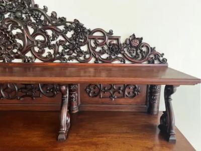 19th Century Carved Anglo Indian Tiered Carved Buffet in Mahogany and Ebony