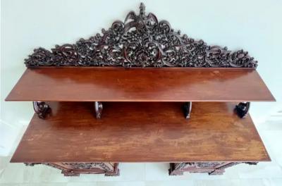 19th Century Carved Anglo Indian Tiered Carved Buffet in Mahogany and Ebony