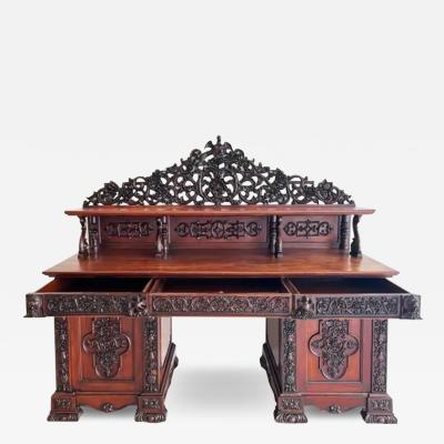 19th Century Carved Anglo Indian Tiered Carved Buffet in Mahogany and Ebony