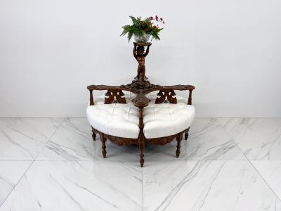 19th Century Carved Conversation Borne Settee T te t te