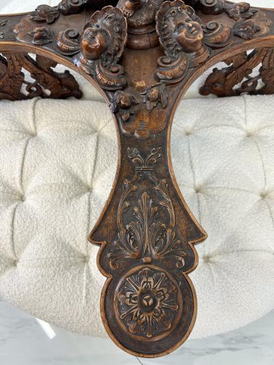 19th Century Carved Conversation Borne Settee T te t te