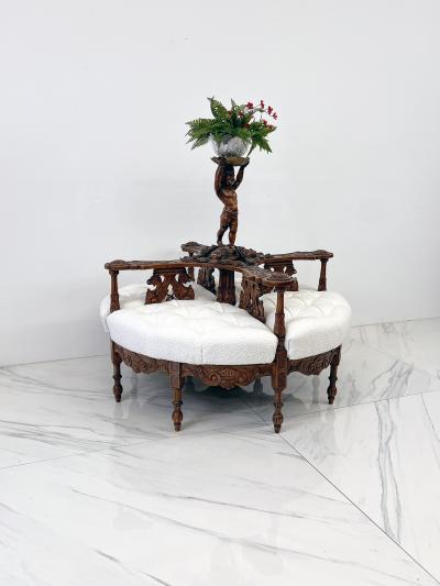 19th Century Carved Conversation Borne Settee T te t te