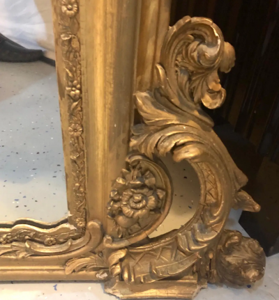 19th Century Carved Gilt Gold Pier Console Floor or over the Mantle Mirror