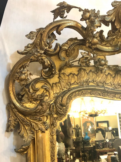 19th Century Carved Gilt Gold Pier Console Floor or over the Mantle Mirror