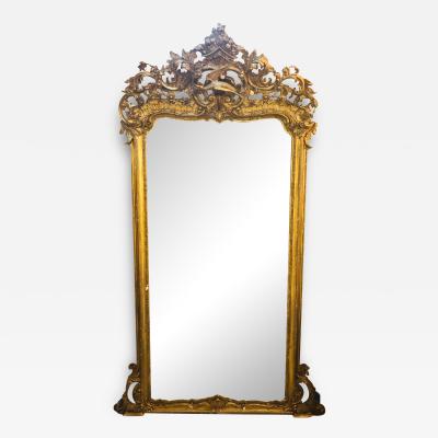 19th Century Carved Gilt Gold Pier Console Floor or over the Mantle Mirror