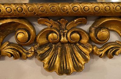 19th Century Carved Giltwood Beveled Wall Mirror Finely Carved Rococo Style