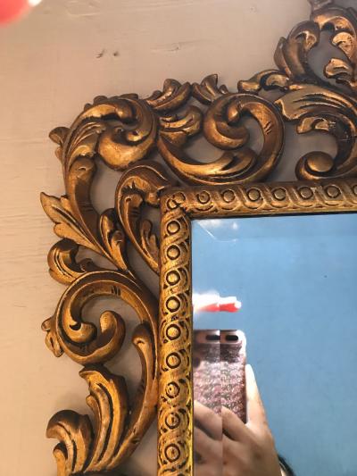 19th Century Carved Giltwood Beveled Wall Mirror Finely Carved Rococo Style