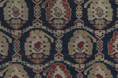 19th Century Caucasian Red Brown Black Authentic Blue Handwoven Wool Rug